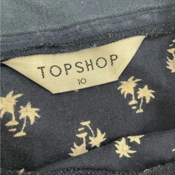 TOPSHOP size 10 cotton cottagecore skirt in navy and white - Picture 5 of 7